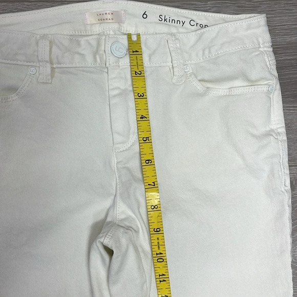 Lauren Conrad Cream Off White Skinny Crop Denim Jeans Embroidered Hem 6 - Picture 9 of 15